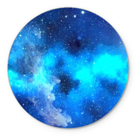Коврик круглый с принтом Космический свет в Петрозаводске, резина и полиэстер | круглая форма, изображение наносится на всю лицевую часть | синий