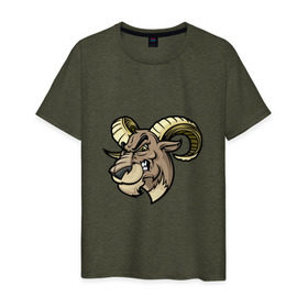 Мужская футболка хлопок с принтом Овен в Петрозаводске, 100% хлопок | прямой крой, круглый вырез горловины, длина до линии бедер, слегка спущенное плечо. | баран | босс | животное | монстр | овен