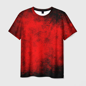 Мужская футболка 3D с принтом Grunge red в Петрозаводске, 100% полиэфир | прямой крой, круглый вырез горловины, длина до линии бедер | watercolor | абстракция красок | акварель | брызги красок | живопись | краска | потертость красок