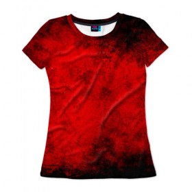 Женская футболка 3D с принтом Grunge red в Петрозаводске, 100% полиэфир ( синтетическое хлопкоподобное полотно) | прямой крой, круглый вырез горловины, длина до линии бедер | watercolor | абстракция красок | акварель | брызги красок | живопись | краска | потертость красок