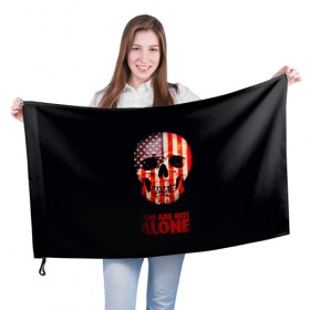 Флаг 3D с принтом Ты не одинок! в Петрозаводске, 100% полиэстер | плотность ткани — 95 г/м2, размер — 67 х 109 см. Принт наносится с одной стороны | 3d | америка | арт | краска | прикольные | сша | ты не одинок | череп