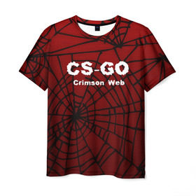 Мужская футболка 3D с принтом CS:GO Crimson Web в Петрозаводске, 100% полиэфир | прямой крой, круглый вырез горловины, длина до линии бедер | 3d | awp | counter strike | crimson web | game | skin | авп | игры | линии | прикольные | скин | текстуры