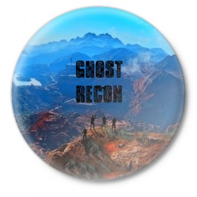 Значок с принтом Ghost Recon в Петрозаводске,  металл | круглая форма, металлическая застежка в виде булавки | online | отряд призрак | том клэнси