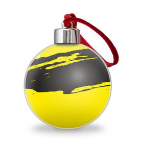 Ёлочный шар с принтом Чёрно-жёлтый в Петрозаводске, Пластик | Диаметр: 77 мм | краски | мазок