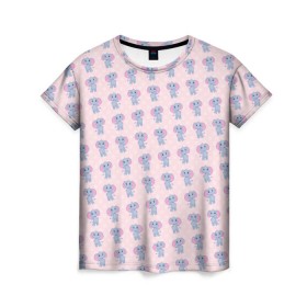 Женская футболка 3D с принтом Слоники в Петрозаводске, 100% полиэфир ( синтетическое хлопкоподобное полотно) | прямой крой, круглый вырез горловины, длина до линии бедер | animal | elephant | животные | слон