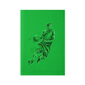 Обложка для паспорта матовая кожа с принтом Basketball в Петрозаводске, натуральная матовая кожа | размер 19,3 х 13,7 см; прозрачные пластиковые крепления | basketball | баскетбол | зеленый | игрок | картинка | полигоны | спорт | яркие