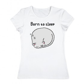 Женская футболка хлопок с принтом Born to sleep в Петрозаводске, 100% хлопок | прямой крой, круглый вырез горловины, длина до линии бедер, слегка спущенное плечо | pixelart | коты | пиксельарт | рожденный спать | сон