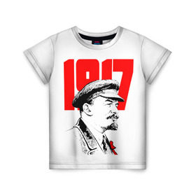Детская футболка 3D с принтом Ленин в Петрозаводске, 100% гипоаллергенный полиэфир | прямой крой, круглый вырез горловины, длина до линии бедер, чуть спущенное плечо, ткань немного тянется | 1917 | 2017 | lenin | владимир | ильич | ленин | о.м.с.к | революция | социализм | ссср