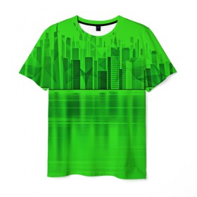 Мужская футболка 3D с принтом Polygon urban в Петрозаводске, 100% полиэфир | прямой крой, круглый вырез горловины, длина до линии бедер | Тематика изображения на принте: borough | burg | city | place | town | большой город | город | старинный город | центр деловой жизни города
