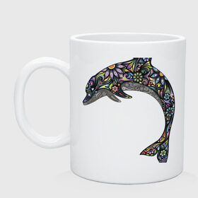 Кружка с принтом Дельфин в Петрозаводске, керамика | объем — 330 мл, диаметр — 80 мм. Принт наносится на бока кружки, можно сделать два разных изображения | Тематика изображения на принте: дельфин | животное