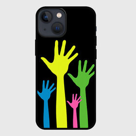 Чехол для iPhone 13 mini с принтом Руки вверх в Петрозаводске,  |  | Тематика изображения на принте: светящиеся | флуоресцентный | флюр | флюровый
