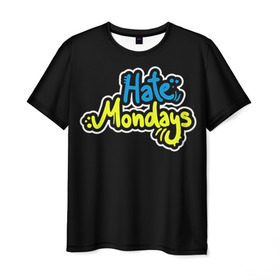 Мужская футболка 3D с принтом Ненавижу понедельники! в Петрозаводске, 100% полиэфир | прямой крой, круглый вырез горловины, длина до линии бедер | hate monday | светящиеся | флуоресцентный | флюр | флюровый