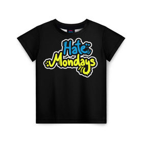 Детская футболка 3D с принтом Ненавижу понедельники! в Петрозаводске, 100% гипоаллергенный полиэфир | прямой крой, круглый вырез горловины, длина до линии бедер, чуть спущенное плечо, ткань немного тянется | hate monday | светящиеся | флуоресцентный | флюр | флюровый