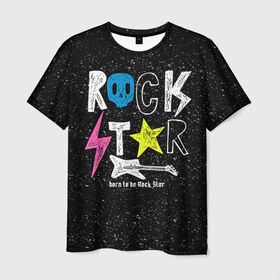 Мужская футболка 3D с принтом Рождён быть рок-звездой в Петрозаводске, 100% полиэфир | прямой крой, круглый вырез горловины, длина до линии бедер | музыка | рок | светящиеся | светящиеся краски | флуоресцентные краски | флюоресценция | флюр | флюро краска | флюро краски | флюро покрытие | флюро принты | флюро рисунки | флюровые краски