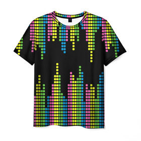 Мужская футболка 3D с принтом Эквалайзер в Петрозаводске, 100% полиэфир | прямой крой, круглый вырез горловины, длина до линии бедер | equalizer | светящиеся | флуоресцентный | флюр | флюровый