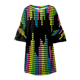 Детское платье 3D с принтом Эквалайзер в Петрозаводске, 100% полиэстер | прямой силуэт, чуть расширенный к низу. Круглая горловина, на рукавах — воланы | equalizer | светящиеся | флуоресцентный | флюр | флюровый