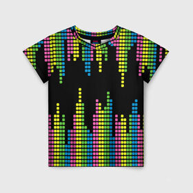 Детская футболка 3D с принтом Эквалайзер в Петрозаводске, 100% гипоаллергенный полиэфир | прямой крой, круглый вырез горловины, длина до линии бедер, чуть спущенное плечо, ткань немного тянется | equalizer | светящиеся | флуоресцентный | флюр | флюровый