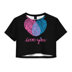 Женская футболка 3D укороченная с принтом Люблю тебя в Петрозаводске, 100% полиэстер | круглая горловина, длина футболки до линии талии, рукава с отворотами | 