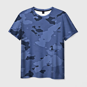 Мужская футболка 3D с принтом Камуфляж ночь! в Петрозаводске, 100% полиэфир | прямой крой, круглый вырез горловины, длина до линии бедер | Тематика изображения на принте: армейский | синий | темный