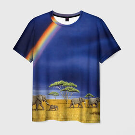Мужская футболка 3D с принтом Мир в Петрозаводске, 100% полиэфир | прямой крой, круглый вырез горловины, длина до линии бедер | Тематика изображения на принте: elephant | hipster | индия | йога | слон | хипстер