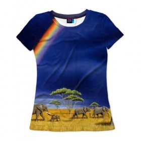 Женская футболка 3D с принтом Мир в Петрозаводске, 100% полиэфир ( синтетическое хлопкоподобное полотно) | прямой крой, круглый вырез горловины, длина до линии бедер | elephant | hipster | индия | йога | слон | хипстер