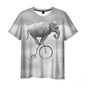 Мужская футболка 3D с принтом Hipster Bike в Петрозаводске, 100% полиэфир | прямой крой, круглый вырез горловины, длина до линии бедер | Тематика изображения на принте: elephant | hipster | индия | йога | слон | хипстер