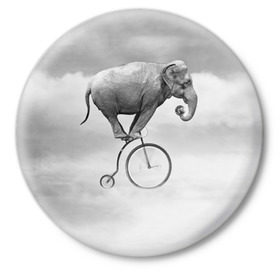 Значок с принтом Hipster Bike в Петрозаводске,  металл | круглая форма, металлическая застежка в виде булавки | elephant | hipster | индия | йога | слон | хипстер