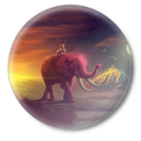 Значок с принтом Индия в Петрозаводске,  металл | круглая форма, металлическая застежка в виде булавки | elephant | hipster | индия | йога | слон | хипстер