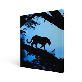 Холст квадратный с принтом Чёрная пантера в Петрозаводске, 100% ПВХ |  | африка | вечер | дерево | дикая кошка | закат | леопард | сафари | ягуар