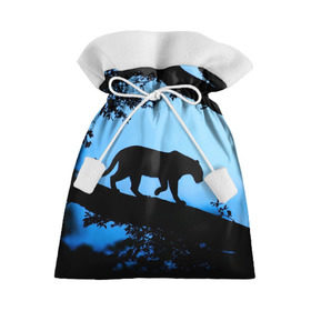 Подарочный 3D мешок с принтом Чёрная пантера в Петрозаводске, 100% полиэстер | Размер: 29*39 см | африка | вечер | дерево | дикая кошка | закат | леопард | сафари | ягуар