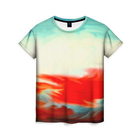 Женская футболка 3D с принтом художественные краски в Петрозаводске, 100% полиэфир ( синтетическое хлопкоподобное полотно) | прямой крой, круглый вырез горловины, длина до линии бедер | 