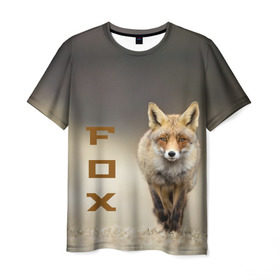 Мужская футболка 3D с принтом Рыжий лис (fox) в Петрозаводске, 100% полиэфир | прямой крой, круглый вырез горловины, длина до линии бедер | fox | животное | зверь | красивая | лес | лис | лиса | лисенок | лисица | лисичка | мех | патрикеевна | песец | плутовка | прикольная | природа | рыжая | рыжий цвет | сказка | хвост | хитрая | хищник