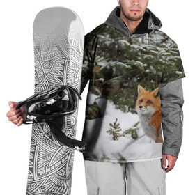Накидка на куртку 3D с принтом Лиса в зимнем лесу в Петрозаводске, 100% полиэстер |  | fox | животное | зверь | красивая | лес | лис | лиса | лисенок | лисица | лисичка | мех | патрикеевна | песец | плутовка | прикольная | природа | рыжая | рыжий цвет | сказка | хвост | хитрая | хищник