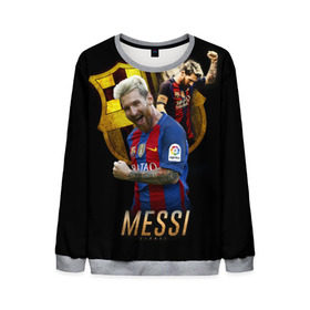 Мужской свитшот 3D с принтом Messi в Петрозаводске, 100% полиэстер с мягким внутренним слоем | круглый вырез горловины, мягкая резинка на манжетах и поясе, свободная посадка по фигуре | barcelona | lionel  messi | messi | барса | барселона | лионель месси | футбол | футбольный  клуб барселона