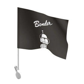 Флаг для автомобиля с принтом Бендер в Петрозаводске, 100% полиэстер | Размер: 30*21 см | bender | futurama | бендер | футурама