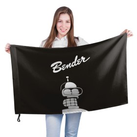Флаг 3D с принтом Бендер в Петрозаводске, 100% полиэстер | плотность ткани — 95 г/м2, размер — 67 х 109 см. Принт наносится с одной стороны | bender | futurama | бендер | футурама