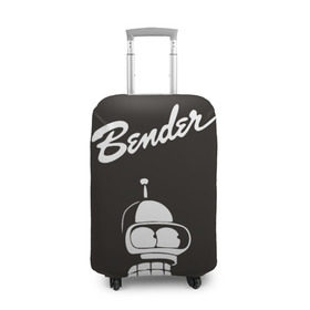 Чехол для чемодана 3D с принтом Бендер в Петрозаводске, 86% полиэфир, 14% спандекс | двустороннее нанесение принта, прорези для ручек и колес | bender | futurama | бендер | футурама