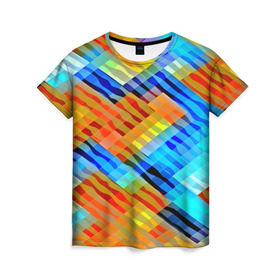 Женская футболка 3D с принтом Блестящие полосы в Петрозаводске, 100% полиэфир ( синтетическое хлопкоподобное полотно) | прямой крой, круглый вырез горловины, длина до линии бедер | 