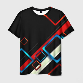 Мужская футболка 3D с принтом Soul geometry в Петрозаводске, 100% полиэфир | прямой крой, круглый вырез горловины, длина до линии бедер | 3d | грань | краски | кубик | кубики | линии | мозаика | прикольные | разноцветные | ребро | текстура | тени | узор
