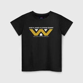 Детская футболка хлопок с принтом Weyland-Yutani в Петрозаводске, 100% хлопок | круглый вырез горловины, полуприлегающий силуэт, длина до линии бедер | чужой завет