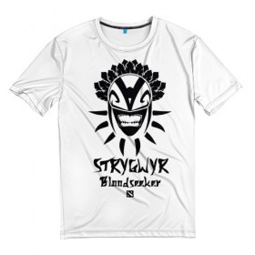 Мужская футболка 3D с принтом STRYGWYR в Петрозаводске, 100% полиэфир | прямой крой, круглый вырез горловины, длина до линии бедер | bloodseeker | dota 2 | strygwyr | арт | дота 2 | игры | клинки | парень | прикольные | черно белые