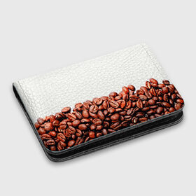 Картхолдер с принтом с принтом coffee в Петрозаводске, натуральная матовая кожа | размер 7,3 х 10 см; кардхолдер имеет 4 кармана для карт; | 3d | beans | coffee | еда | зерна | кофе | напиток | природа | текстуры