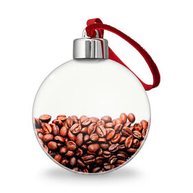 Ёлочный шар с принтом coffee в Петрозаводске, Пластик | Диаметр: 77 мм | 3d | beans | coffee | еда | зерна | кофе | напиток | природа | текстуры