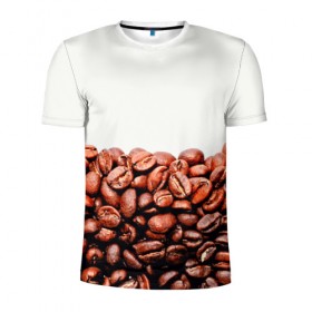 Мужская футболка 3D спортивная с принтом coffee в Петрозаводске, 100% полиэстер с улучшенными характеристиками | приталенный силуэт, круглая горловина, широкие плечи, сужается к линии бедра | 3d | beans | coffee | еда | зерна | кофе | напиток | природа | текстуры