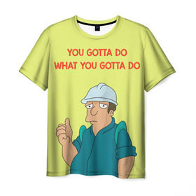Мужская футболка 3D с принтом Работа в Петрозаводске, 100% полиэфир | прямой крой, круглый вырез горловины, длина до линии бедер | futurama | футурама