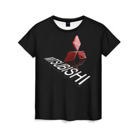 Женская футболка 3D с принтом Mitsubishi в Петрозаводске, 100% полиэфир ( синтетическое хлопкоподобное полотно) | прямой крой, круглый вырез горловины, длина до линии бедер | brand | car | japan | logo | mitsubishi | sign | автомобиль | знак | логотип | марка | митсубиши | япония