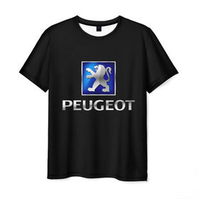 Мужская футболка 3D с принтом Peugeot в Петрозаводске, 100% полиэфир | прямой крой, круглый вырез горловины, длина до линии бедер | brand | car | france | logo | peugeot | автомобиль | логотип | марка | франция