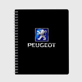 Тетрадь с принтом Peugeot в Петрозаводске, 100% бумага | 48 листов, плотность листов — 60 г/м2, плотность картонной обложки — 250 г/м2. Листы скреплены сбоку удобной пружинной спиралью. Уголки страниц и обложки скругленные. Цвет линий — светло-серый
 | brand | car | france | logo | peugeot | автомобиль | логотип | марка | франция