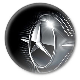 Значок с принтом Mercedes-Benz в Петрозаводске,  металл | круглая форма, металлическая застежка в виде булавки | car | germany | logo | make | mercedes benz | автомобиль | германия | логотип | марка | мерседес бенц