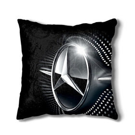 Подушка 3D с принтом Mercedes-Benz в Петрозаводске, наволочка – 100% полиэстер, наполнитель – холлофайбер (легкий наполнитель, не вызывает аллергию). | состоит из подушки и наволочки. Наволочка на молнии, легко снимается для стирки | car | germany | logo | make | mercedes benz | автомобиль | германия | логотип | марка | мерседес бенц
